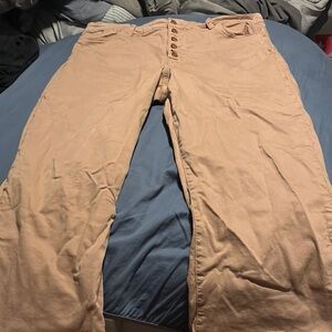 Mica Button Fly Tan Crops